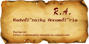 Radvánszky Annamária névjegykártya